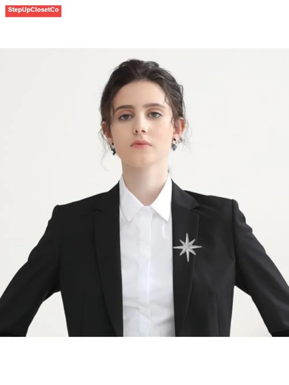 Star Brooch Pin Alloy Steel Lapel Brooch Coat Hat Bag Scarf Accessory Gift